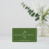 Carte De Visite Fleur encadrée Beige Vert (Debout devant)