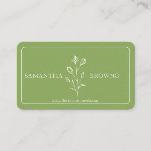 Carte De Visite Fleur encadrée beige vert