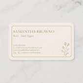 Carte De Visite Fleur encadrée beige vert (Dos)