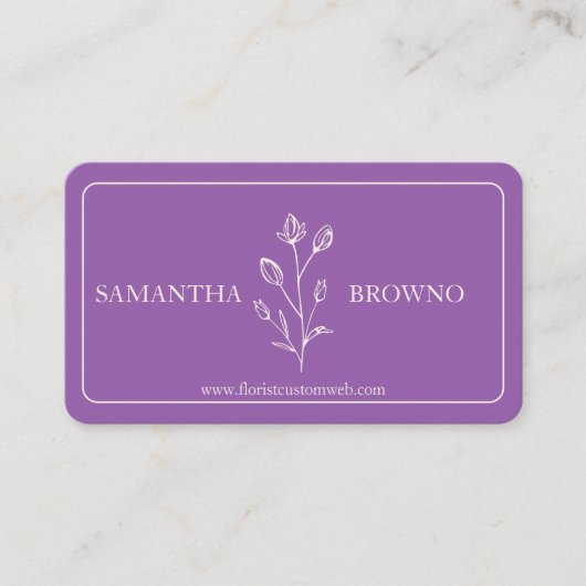 Carte De Visite Fleur encadrée beige violet (Devant)