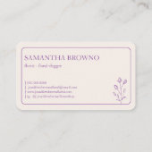 Carte De Visite Fleur encadrée beige violet (Dos)