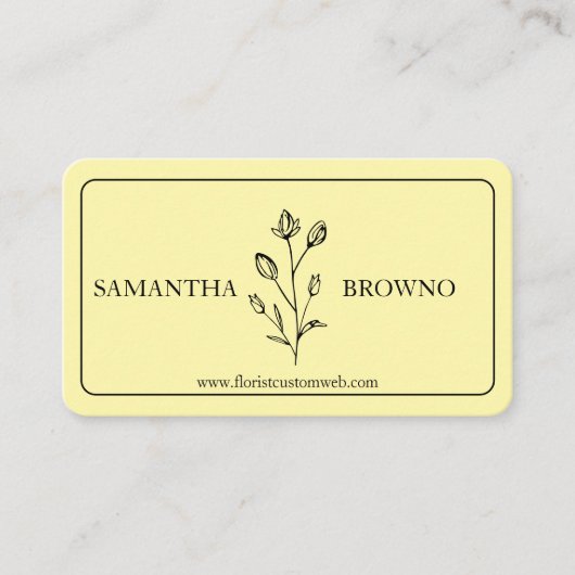 Carte De Visite Fleur encadrée jaune (Devant)