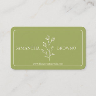 Carte De Visite Fleur encadrée jaune vert