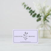 Carte De Visite Fleur encadrée lavande violet (Debout devant)
