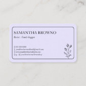 Carte De Visite Fleur encadrée lavande violet (Dos)