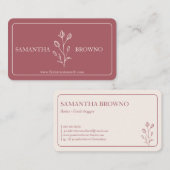 Carte De Visite Fleur encadrée rose rouge beige (Devant / Derrière)