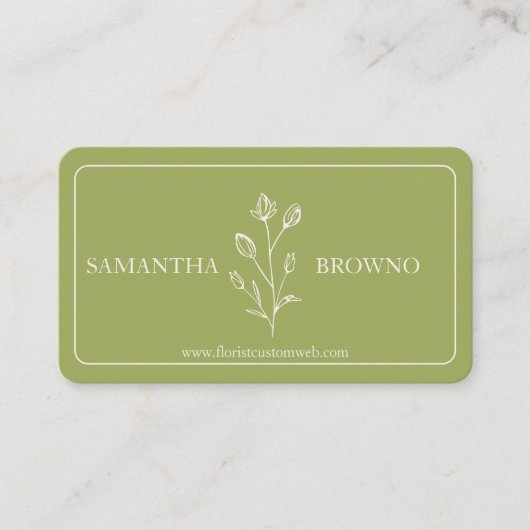 Carte De Visite Fleur encadrée vert jaune beige (Devant)