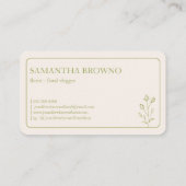 Carte De Visite Fleur encadrée vert jaune beige (Dos)