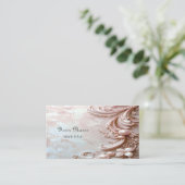 Carte de visite fleur et perle ornée rose (Debout devant)