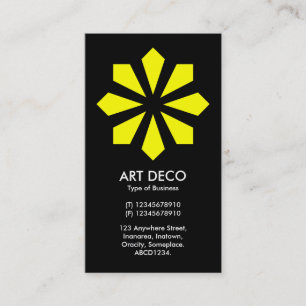 Carte De Visite Fleur étoile Art Déco jaune - Noir