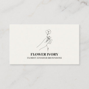 Carte De Visite Fleur Féminin Événement Ivoire Beige