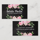 Carte De Visite Fleur | Floral d'or | Lignes (Devant / Derrière)