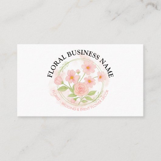 Carte De Visite Fleur Floral rose pâle (Devant)