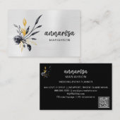 Carte De Visite *~* Fleur Floral Silver LOGO QR Gold PHOTO (Devant / Derrière)