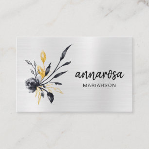 Carte De Visite *~* Fleur Floral Silver LOGO QR Gold PHOTO
