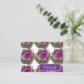 Carte De Visite Fleur Florale Violet Vert (Debout devant)
