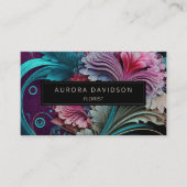 Carte De Visite Fleur foncée Turquoise Aquarelle violette Florale (Devant)