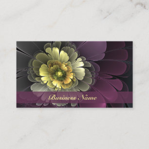 Carte De Visite Fleur fractale grise de pourpre moderne abstraite