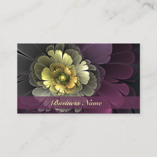 Carte De Visite Fleur fractale grise de pourpre moderne abstraite (Devant)