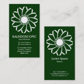 Carte De Visite Fleur géométrique 01 - Blanc sur Vert foncé (Devant / Derrière)