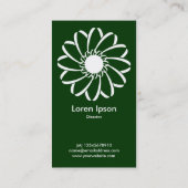 Carte De Visite Fleur géométrique 01 - Blanc sur Vert foncé (Dos)