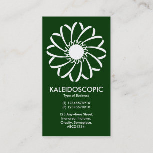 Carte De Visite Fleur géométrique 01 - Blanc sur Vert foncé