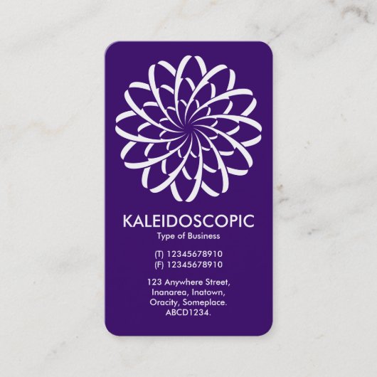 Carte De Visite Fleur géométrique 02 - Blanc sur violet profond (Devant)