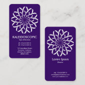 Carte De Visite Fleur géométrique 02 - Blanc sur violet profond (Devant / Derrière)