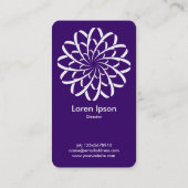Carte De Visite Fleur géométrique 02 - Blanc sur violet profond (Dos)