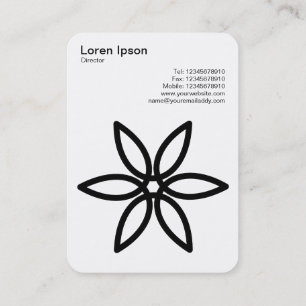 Carte De Visite Fleur Géométrique 02 - Noir sur Blanc