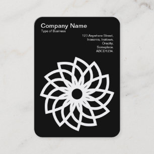 Carte De Visite Fleur Géométrique 03 - Blanc sur Noir
