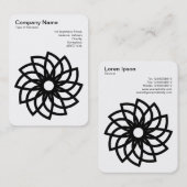 Carte De Visite Fleur géométrique 03 - Noir sur Blanc (Devant / Derrière)