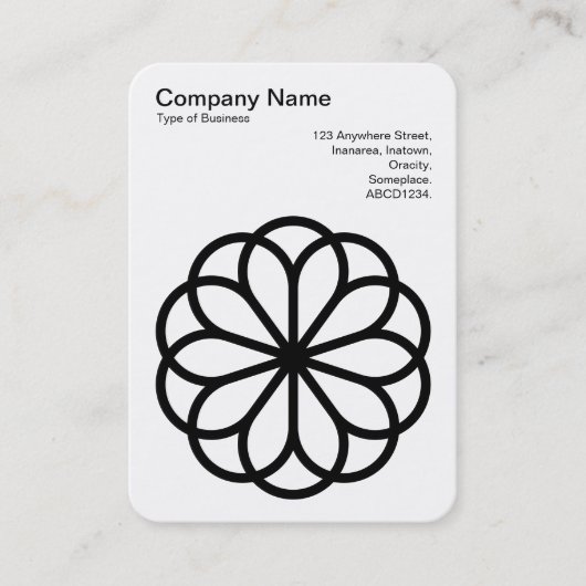 Carte De Visite Fleur géométrique 06 - Noir sur Blanc (Devant)