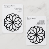 Carte De Visite Fleur géométrique 06 - Noir sur Blanc (Devant / Derrière)
