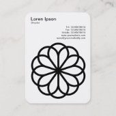 Carte De Visite Fleur géométrique 06 - Noir sur Blanc (Dos)