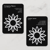 Carte De Visite Fleur géométrique - Blanc sur Noir (Devant / Derrière)