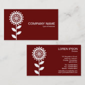 Carte De Visite Fleur géométrique - Blanc sur Ruby (Devant / Derrière)