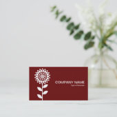 Carte De Visite Fleur géométrique - Blanc sur Ruby (Debout devant)