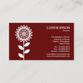 Carte De Visite Fleur géométrique - Blanc sur Ruby (Dos)