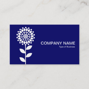 Carte De Visite Fleur Géométrique - Blanche sur Fond Nuit Bleue