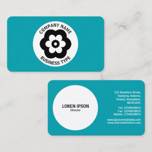 Carte De Visite Fleur géométrique - Bleu #009FAE