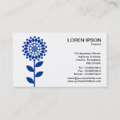 Carte De Visite Fleur géométrique - bleu marine sur blanc (Dos)