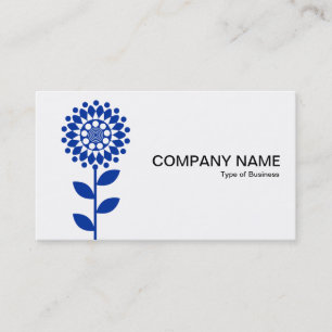 Carte De Visite Fleur Géométrique - Bleu Marine sur Fond Blanc