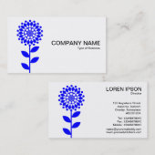 Carte De Visite Fleur géométrique - Bleu sur blanc (Devant / Derrière)