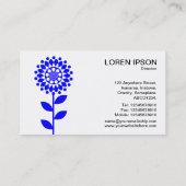 Carte De Visite Fleur géométrique - Bleu sur blanc (Dos)