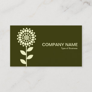 Carte De Visite Fleur géométrique - Crème sur Dk Olive