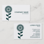 Carte De Visite Fleur géométrique - Dk Green en blanc (Devant / Derrière)