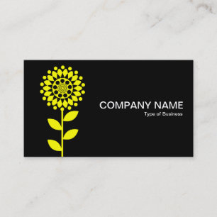 Carte De Visite Fleur Géométrique - Jaune sur Fond Noir