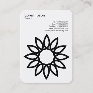 Carte De Visite Fleur Géométrique - Noir sur Blanc