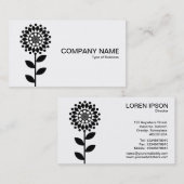 Carte De Visite Fleur géométrique - Noir sur Blanc (Devant / Derrière)